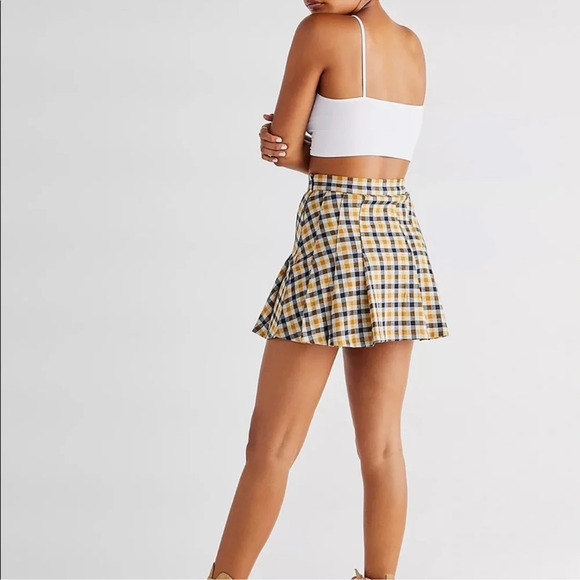 Free People Honey Plaid Pleated Gingham Skirt Size 12 NWOT - Picture 2 of 6